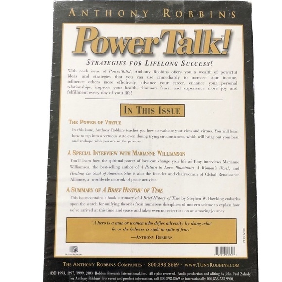 Anthony Tony Robbins Power Talk CD Sealed Power Of Virtue 2003 - Picture 2 of 2